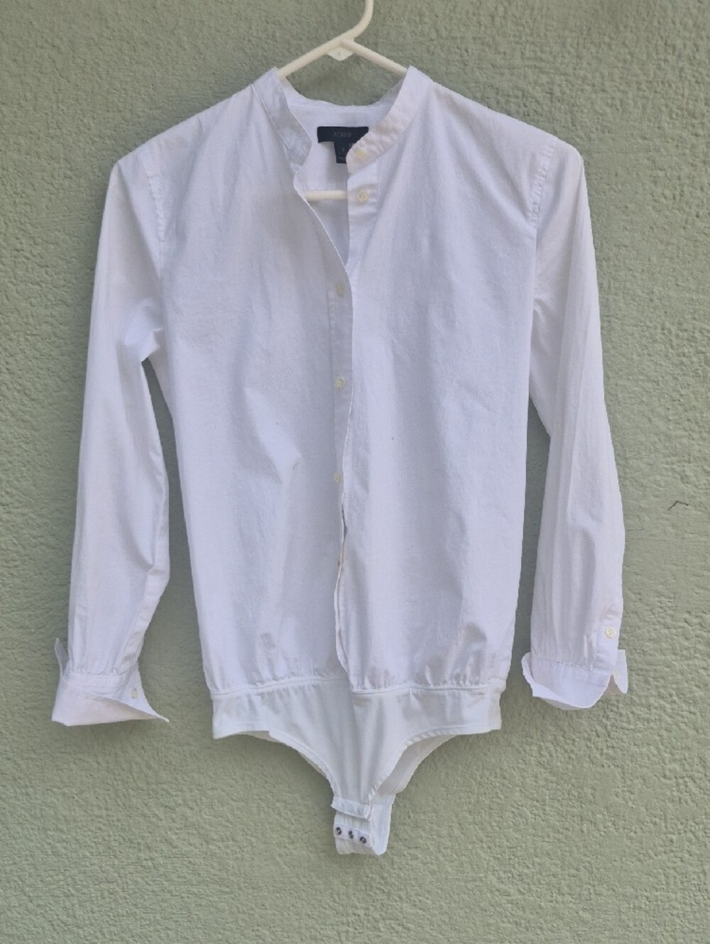 J. Crew Ladies White Cotton Grandad Collar Button-Down Shirt